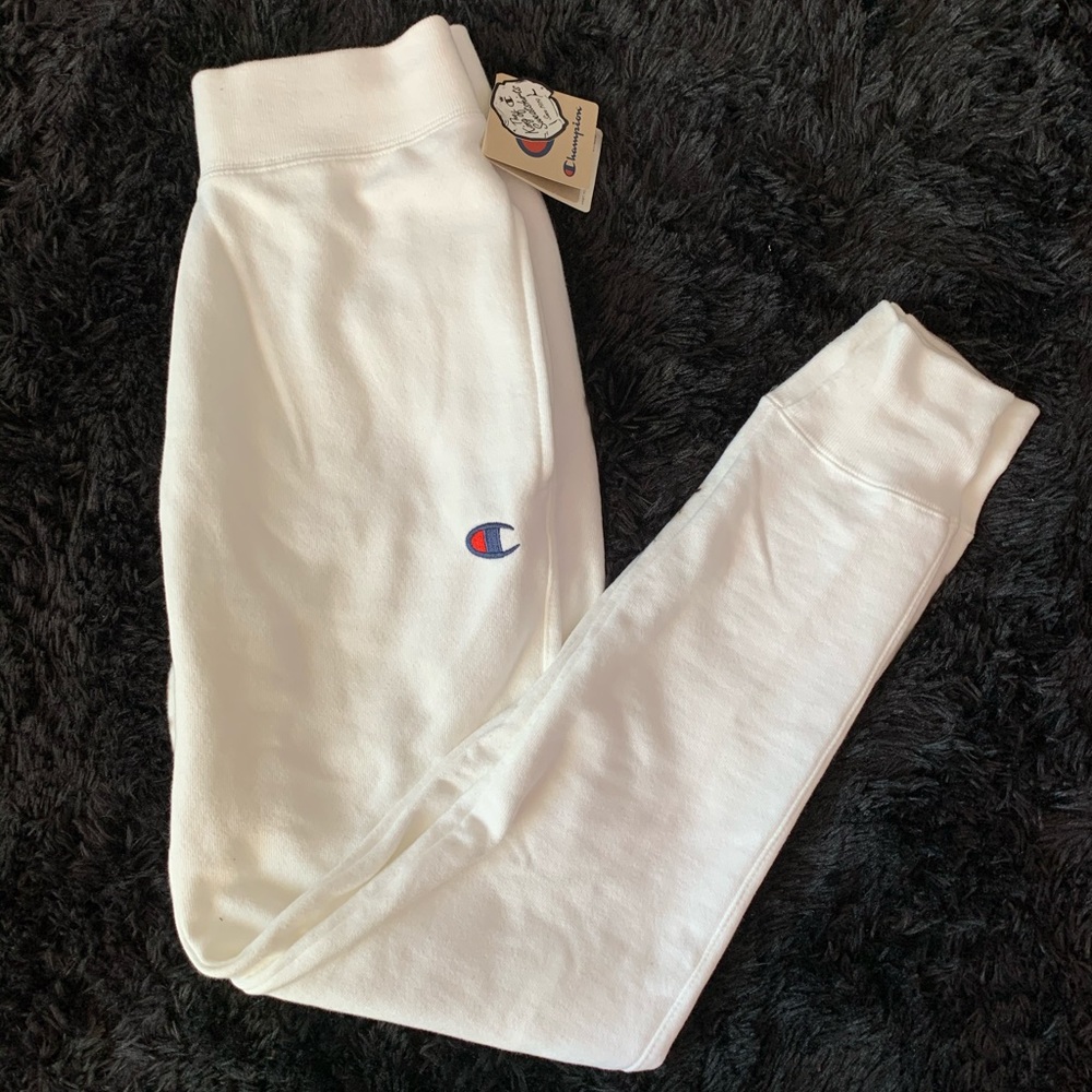 Reverse Weave White Champion Joggers